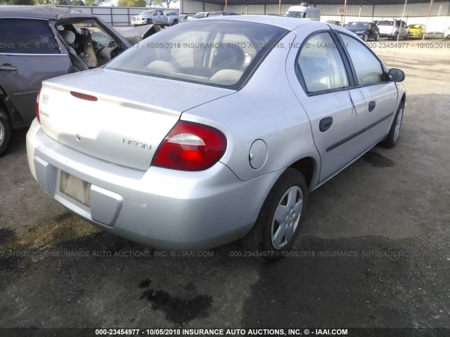 1B3ES26C24D558705 - 2004 DODGE NEON SE SILVER photo 4