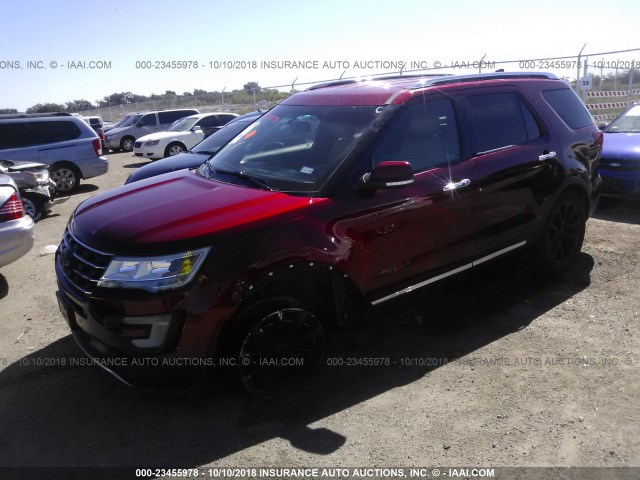 1FM5K7F84HGC38874 - 2017 FORD EXPLORER LIMITED RED photo 6