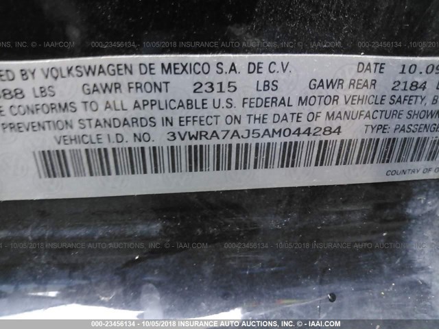 3VWRA7AJ5AM044284 - 2010 VOLKSWAGEN JETTA WOLFSBURG 黑色 照片 9