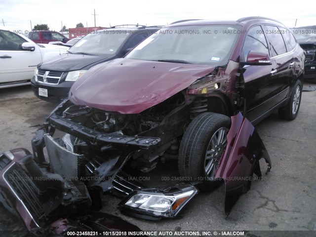 1GNKRGKD1FJ365370 - 2015 CHEVROLET TRAVERSE LT RED photo 2