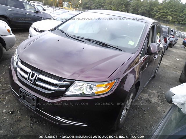 5FNRL5H69EB137242 - 2014 HONDA ODYSSEY EXL MAROON photo 2