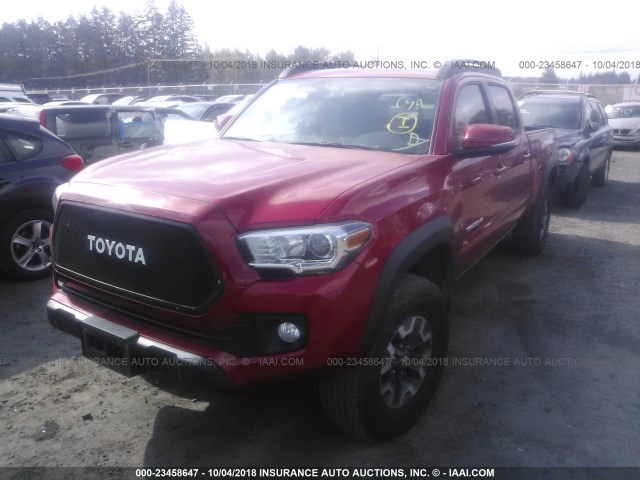 3TMDZ5BN0GM005316 - 2016 TOYOTA TACOMA DBL CAB/SR5/TRD SPORT/OR RED photo 2