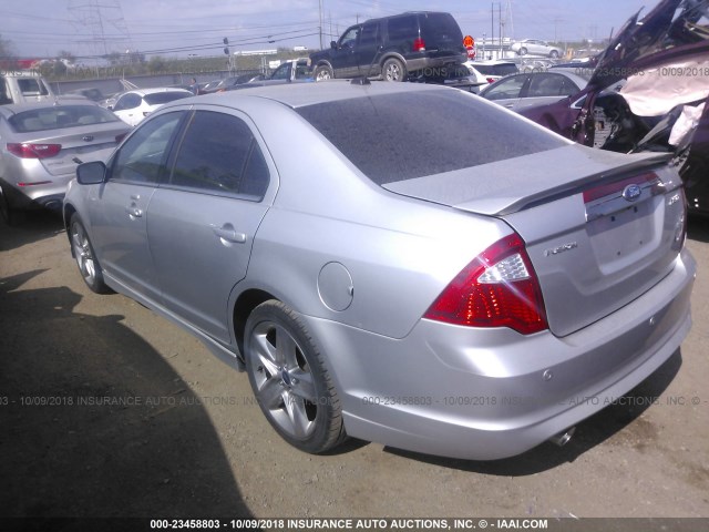 3FAHP0KC8BR309097 - 2011 FORD FUSION SPORT SILVER photo 3