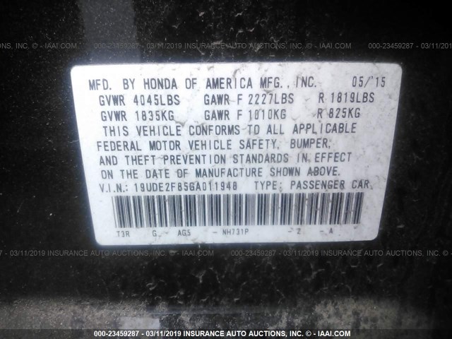 19UDE2F85GA011948 - 2016 ACURA ILX PREMIUM STYLE/TECH STYLE BLACK photo 9