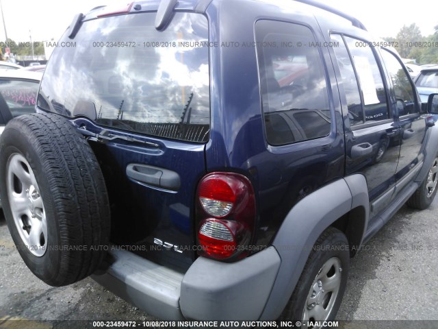 1J4GL48K76W128528 - 2006 JEEP LIBERTY SPORT BLUE photo 4