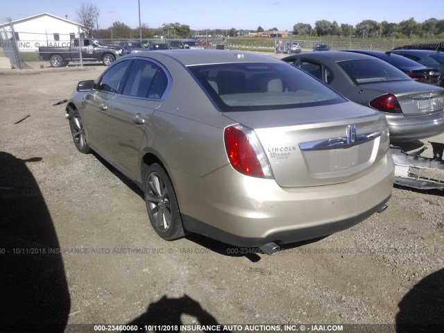 1LNHL9DR4BG604387 - 2011 LINCOLN MKS GOLD photo 3