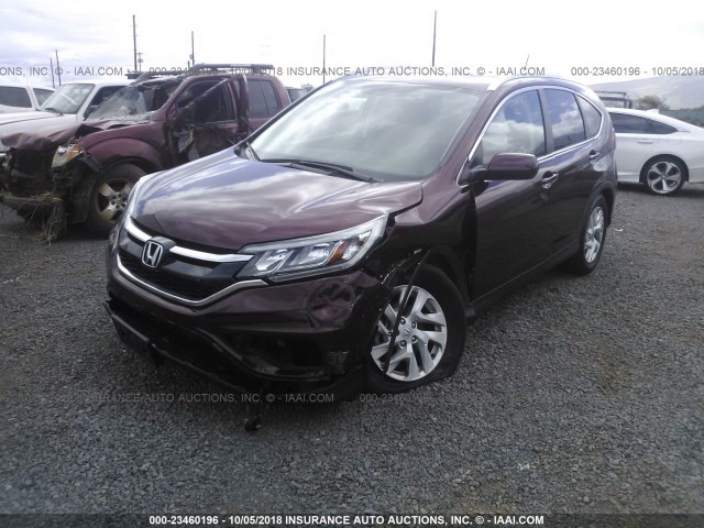 2HKRM4H79FH707629 - 2015 HONDA CR-V EXL BURGUNDY photo 2