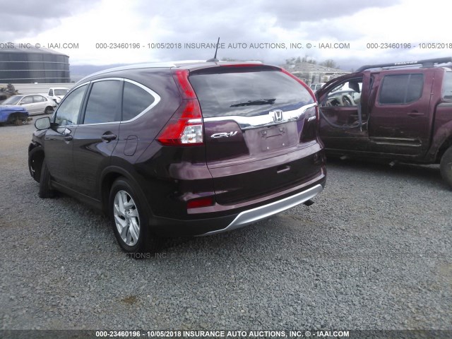 2HKRM4H79FH707629 - 2015 HONDA CR-V EXL BURGUNDY photo 3