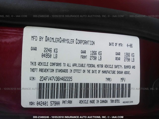 2D4FV47V36H462225 - 2006 DODGE MAGNUM SXT RED photo 9