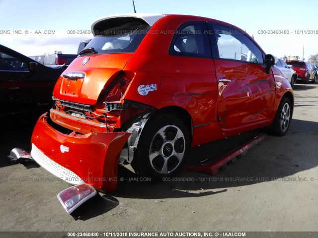 3C3CFFGE4HT580078 - 2017 FIAT 500 ELECTRIC ORANGE photo 4