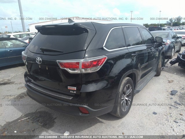 5TDKKRFH4GS128558 - 2016 TOYOTA HIGHLANDER XLE BLACK photo 4