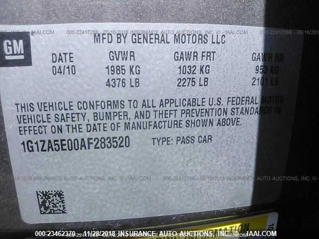 1G1ZA5E00AF283520 - 2010 CHEVROLET MALIBU LS 棕色 照片 9