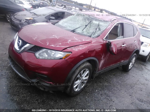 KNMAT2MV5GP655253 - 2016 NISSAN ROGUE S/SL/SV RED photo 2