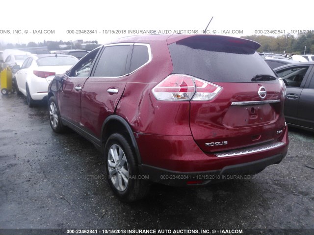 KNMAT2MV5GP655253 - 2016 NISSAN ROGUE S/SL/SV RED photo 3