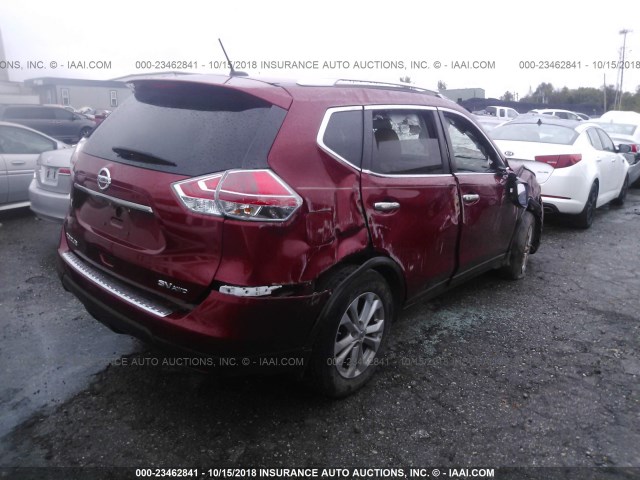 KNMAT2MV5GP655253 - 2016 NISSAN ROGUE S/SL/SV RED photo 4