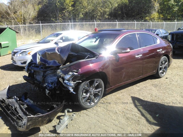 1N4AA5AP1EC471323 - 2014 NISSAN MAXIMA S/SV MAROON photo 2