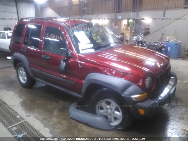 1J4GL48K67W543003 - 2007 JEEP LIBERTY SPORT RED photo 1