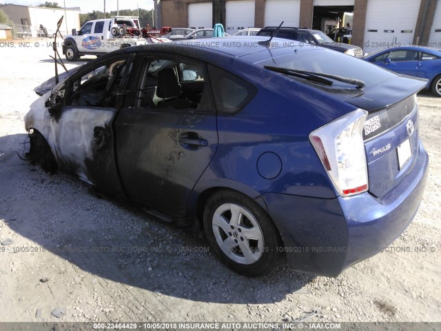 JTDKN3DU3B0323695 - 2011 TOYOTA PRIUS BLUE photo 3