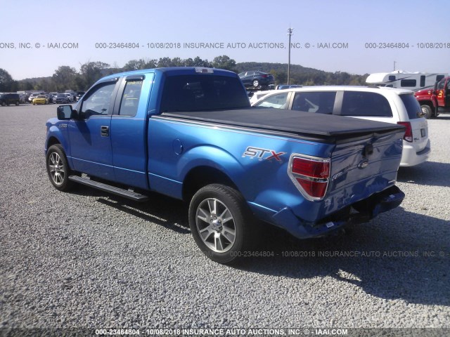 1FTEX1CM8EKF86500 - 2014 FORD F150 SUPER CAB BLUE photo 3