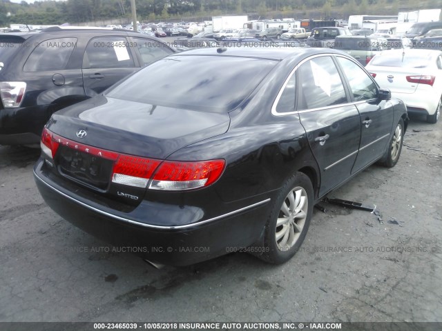 KMHFC46F38A311332 - 2008 HYUNDAI AZERA SE/LIMITED BLACK photo 4