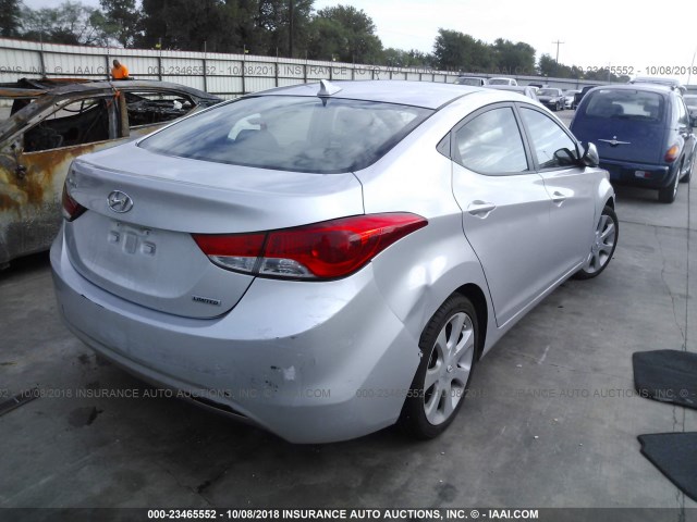 KMHDH4AE8CU272252 - 2012 HYUNDAI ELANTRA GLS/LIMITED SILVER photo 4