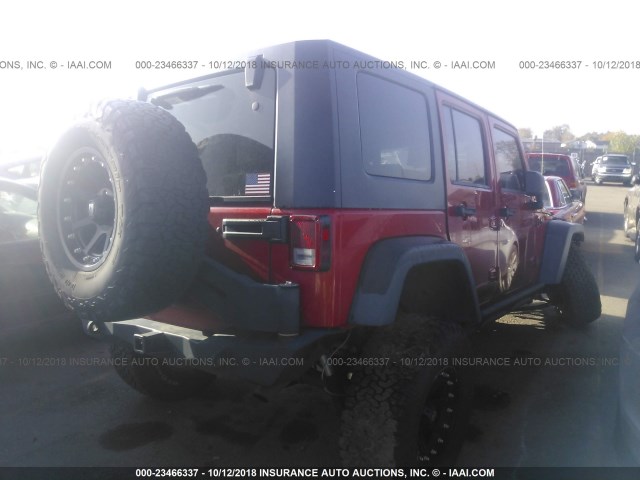 1J4GA69168L593152 - 2008 JEEP WRANGLER UNLIMITE RUBICON RED photo 4