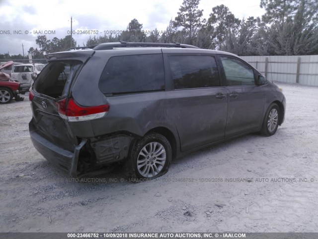 5TDYK3DC0CS198003 - 2012 TOYOTA SIENNA XLE/LIMITED GRAY photo 4