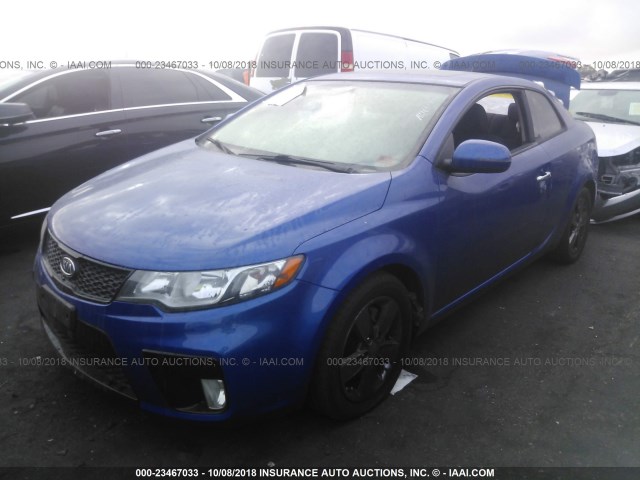 KNAFU6A25B5429512 - 2011 KIA FORTE EX BLUE photo 2