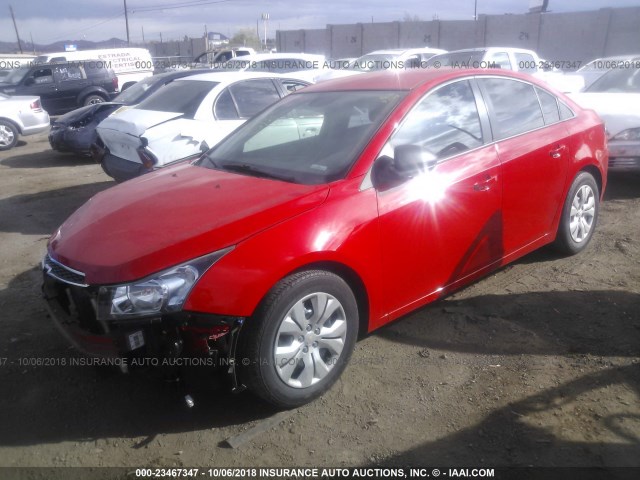 1G1PA5SH9E7161014 - 2014 CHEVROLET CRUZE RED photo 2