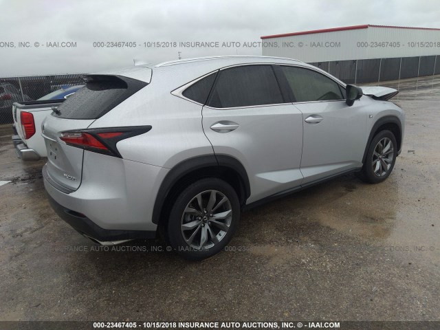 JTJYARBZ8G2032240 - 2016 LEXUS NX 200T/BASE/F SPORT SILVER photo 4