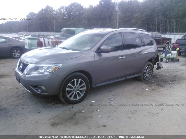 5N1AR2MN4EC634537 - 2014 NISSAN PATHFINDER S/SV/SL/PLATINUM TAN photo 2