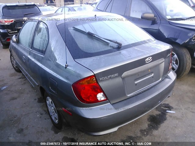 KMHCG35C84U301042 - 2004 HYUNDAI ACCENT GL GRAY photo 3