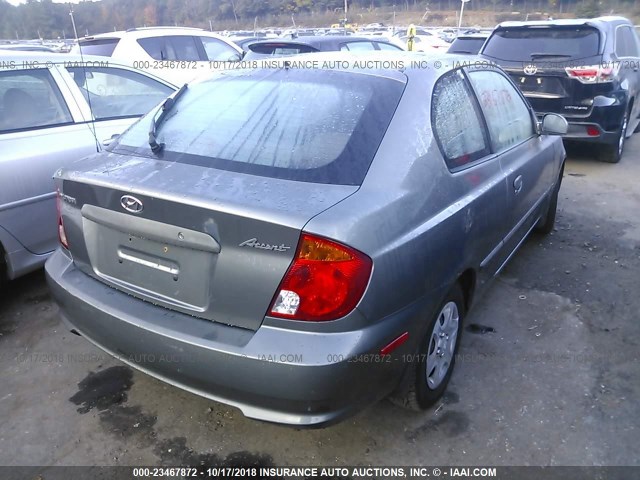 KMHCG35C84U301042 - 2004 HYUNDAI ACCENT GL GRAY photo 4