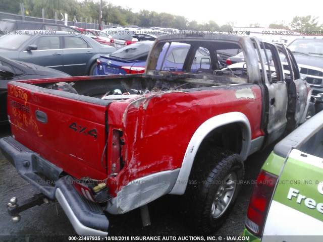 1B7HG48N42S587719 - 2002 DODGE DAKOTA QUAD SLT BROWN photo 4