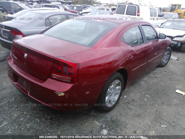 2B3KA43G76H311548 - 2006 DODGE CHARGER SE/SXT RED photo 4