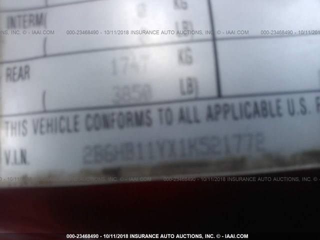 2B6HB11YX1K521772 - 2001 DODGE RAM VAN B1500 BURGUNDY photo 9