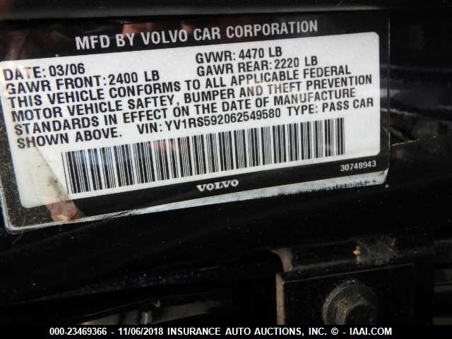 YV1RS592062549580 - 2006 VOLVO S60 2.5T BLUE photo 9