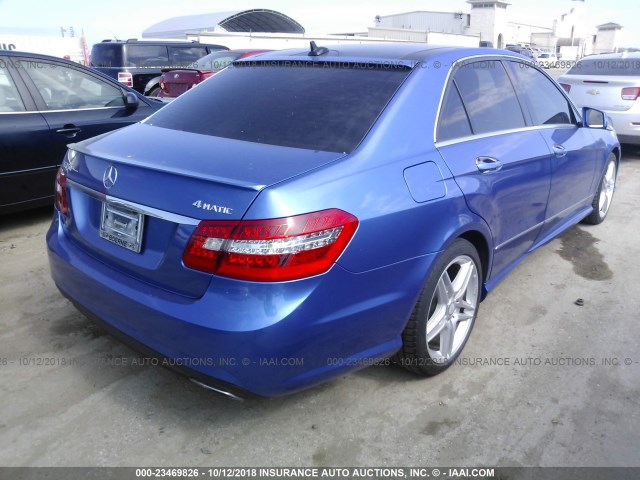 WDDHF8HB7BA431959 - 2011 MERCEDES-BENZ E 350 4MATIC BLUE photo 4