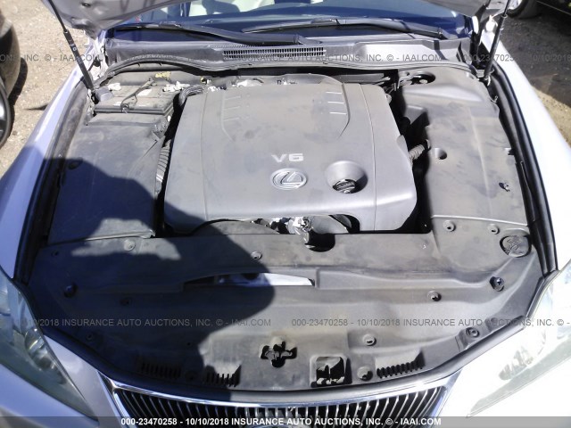 JTHBK262365012743 - 2006 LEXUS IS 250 SILVER photo 10