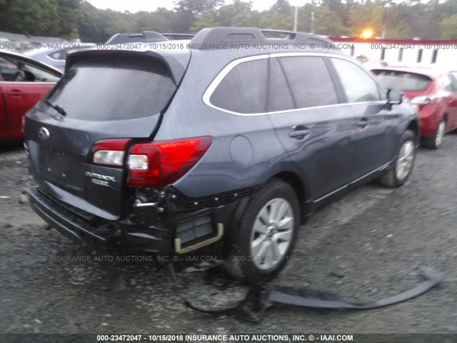 4S4BSAFC5H3435743 - 2017 SUBARU OUTBACK 2.5I PREMIUM GRAY photo 4