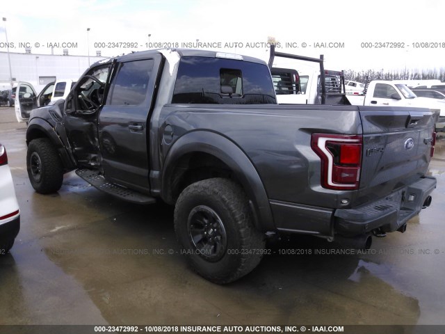 1FTFW1RG7HFC90406 - 2017 FORD F150 RAPTOR GRAY photo 3