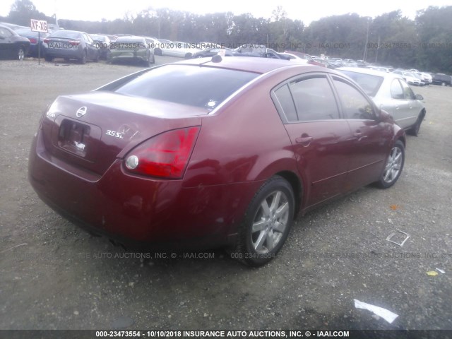 1N4BA41E14C838426 - 2004 NISSAN MAXIMA SE/SL RED photo 4