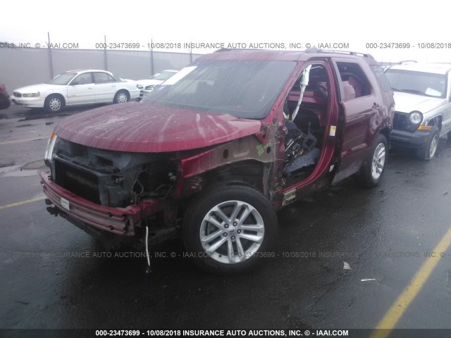 1FM5K8D81FGA89300 - 2015 FORD EXPLORER XLT RED photo 2