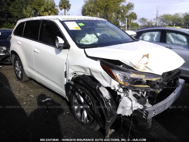 5TDZKRFHXFS105802 - 2015 TOYOTA HIGHLANDER XLE WHITE photo 1