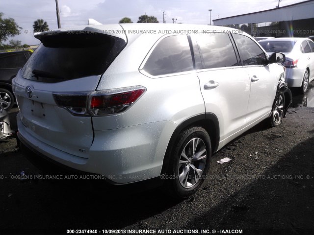 5TDZKRFHXFS105802 - 2015 TOYOTA HIGHLANDER XLE WHITE photo 4