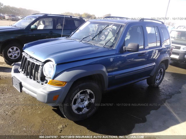 1J4GL48K25W713970 - 2005 JEEP LIBERTY SPORT BLUE photo 2