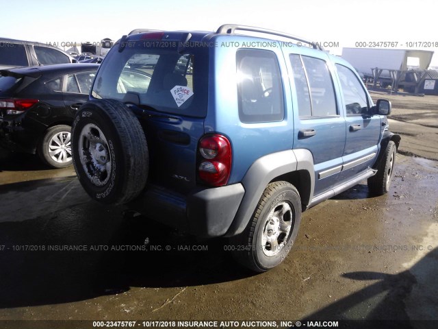 1J4GL48K25W713970 - 2005 JEEP LIBERTY SPORT BLUE photo 4