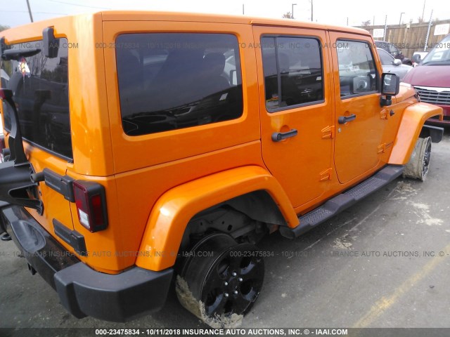 1C4BJWEG9DL528008 - 2013 JEEP WRANGLER UNLIMITE SAHARA ORANGE photo 4