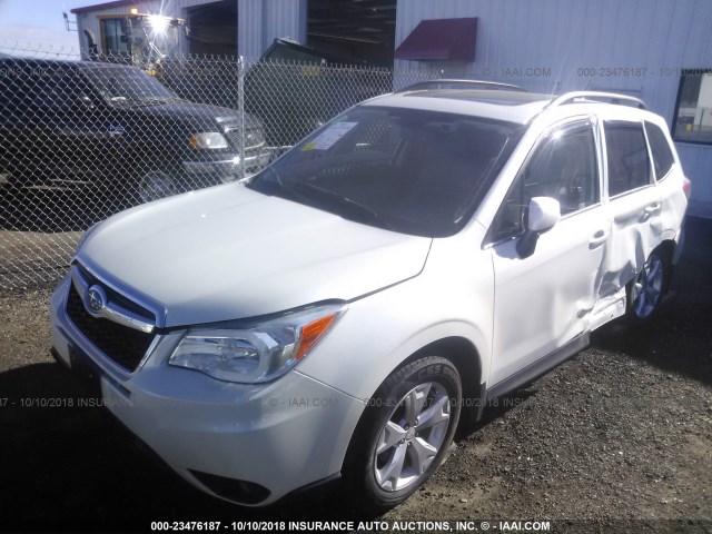 JF2SJAPC5EH426465 - 2014 SUBARU FORESTER 2.5I TOURING WHITE photo 2