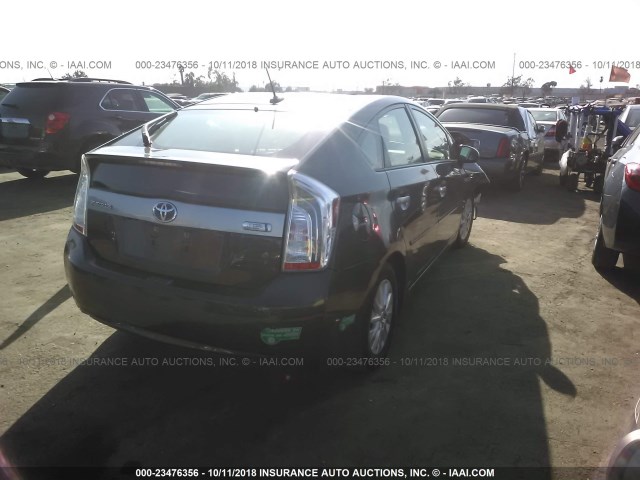 JTDKN3DP0C3018939 - 2012 TOYOTA PRIUS PLUG-IN  GRAY photo 4